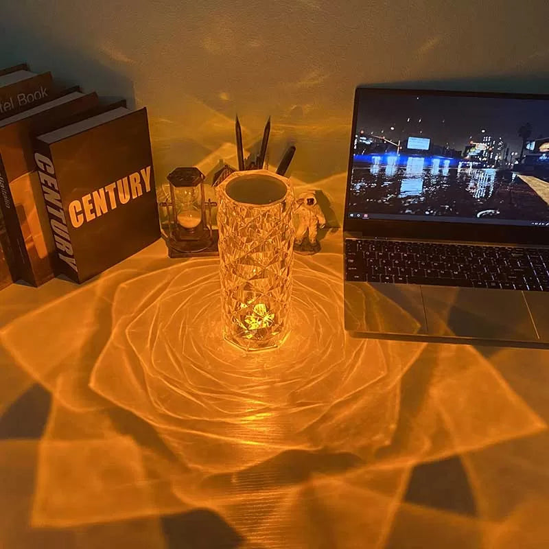 Rose Rays™ Crystal Diamond Table Lamp - 16 Colors